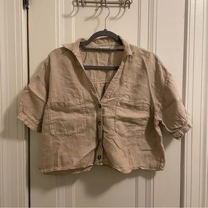 Zara tan linen top